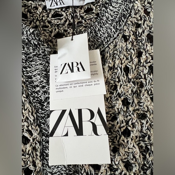 Zara Gray Knit Women's Sweater with Gold Accents - Picture 4 of 10
